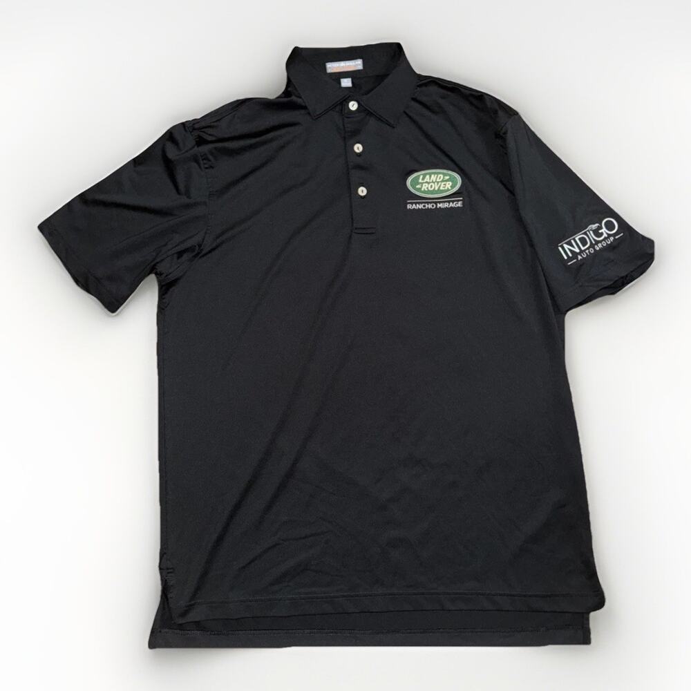 Peter Millar Summer Comfort Polo Shirt Men’s Medium Black Land Rover Logo 23x28